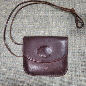 Michael Green USA Brown Leather Mini Crossbody Purse Bag Snap FLAWS
